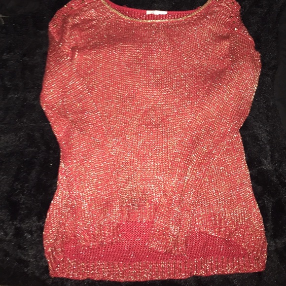 Red & Gold Stitched Sweater