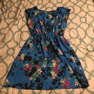Blue Flower Print Dress