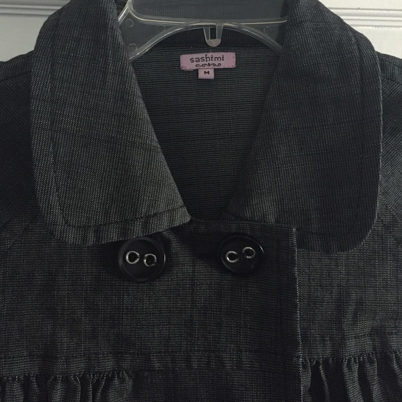 Black & white cropped blazer w/ peacoat style - Picture 2 of 4