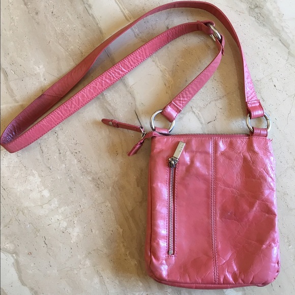 Coral colored cross body Hobo