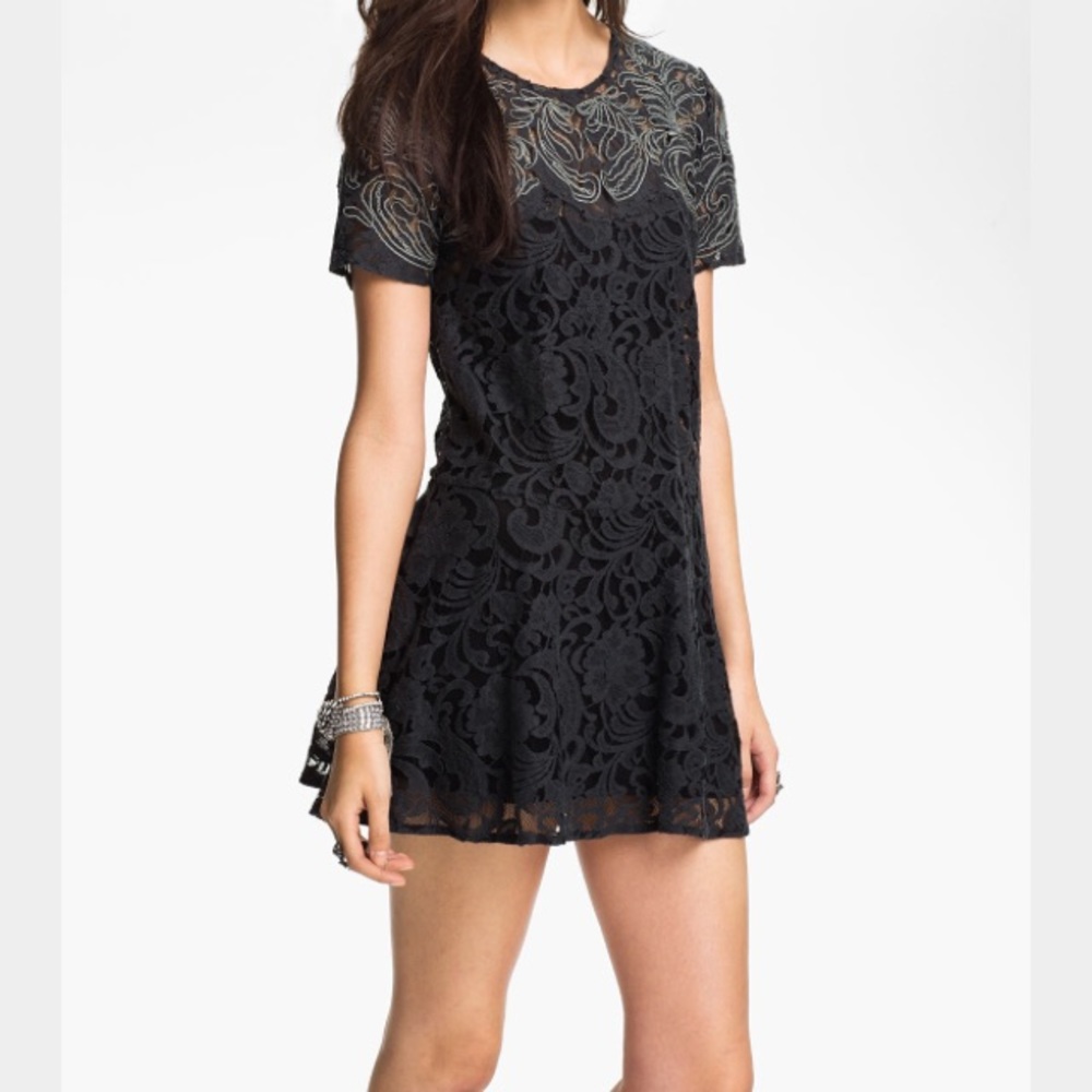 FREE PEOPLE black lace 2 piece dress. Size M