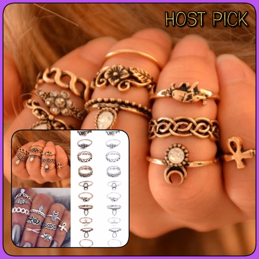 ✨HP✨Ten Piece Boho Gypsy Ring Set - Picture 3 of 4