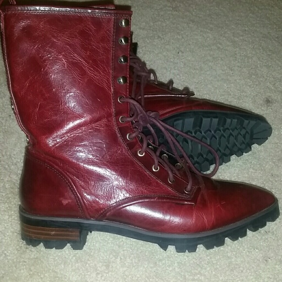 Luxury Rebel Shoes - Luxury Rebel oxblood real leather  combat boots