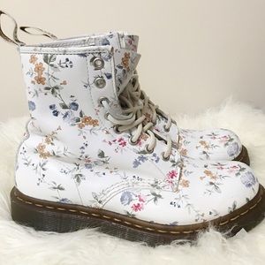 Dr. Martens 1460 Floral Boots White
