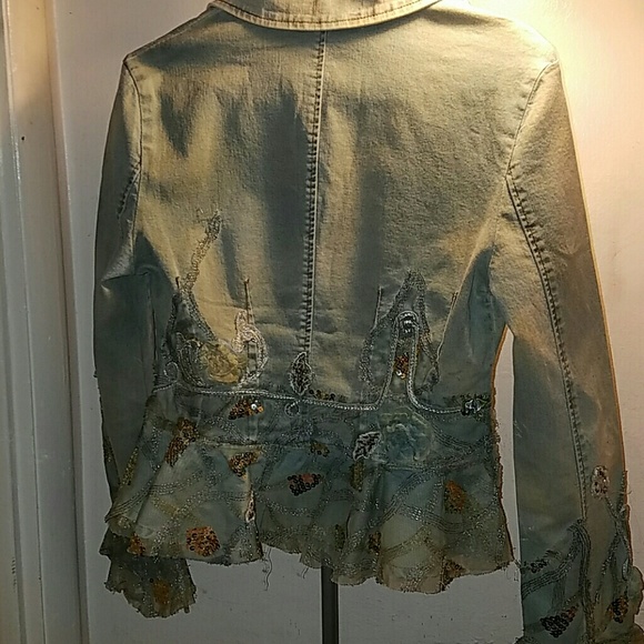 Jean jacket Wiz embroidered sequins and flowers - Picture 4 of 4