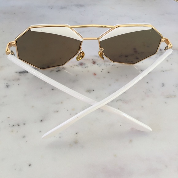 "Athena" Sunglasses || White & Blue Mirror - Picture 3 of 6