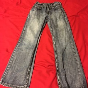 Helix, distressed denim jeans, blue color