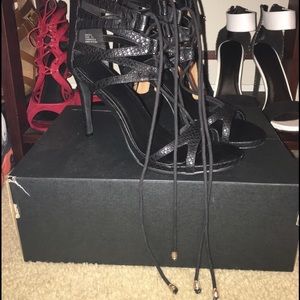 Black leather sandals