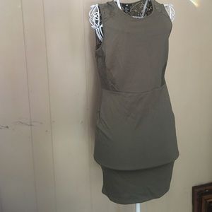 Sleeveless olive colored dress