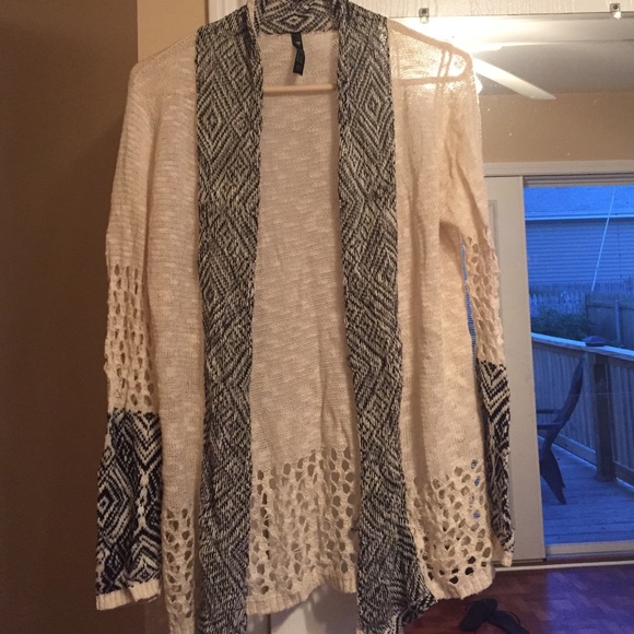 Blue and white cardigan