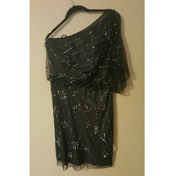 Adrianna Papell embellished one shoulder dress