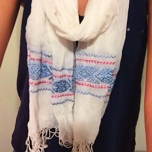 White and blue scarf