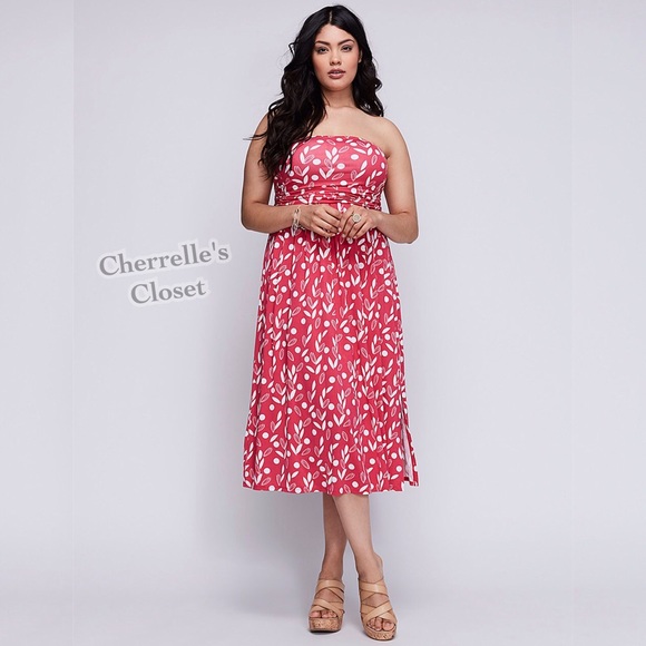 Lane Bryant Strapless Convertible Dress Pink Plus Size 14/16 1X - Picture 2 of 3