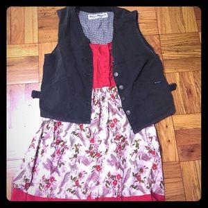 Cute red dress and denim jacket