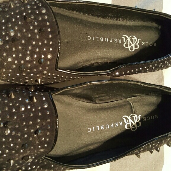 Black studded flats