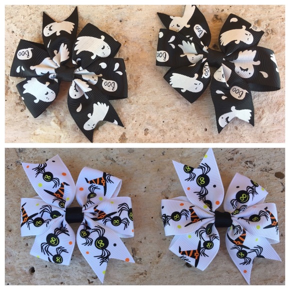 Two sets of Halloween hair bows