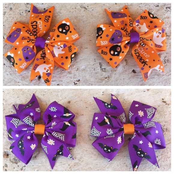 Two sets of Halloween hair bows