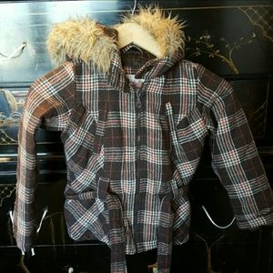 Girl's 6X Plaid Fall Coat GUC