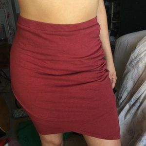 Red Leith Tube skirt w Rouching detail