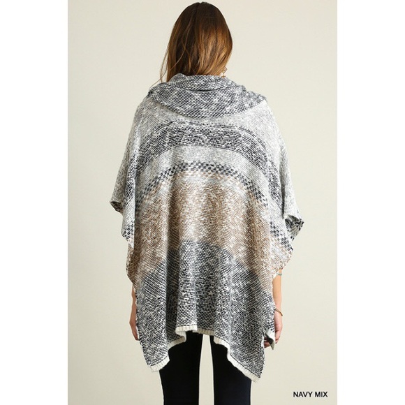 Knit Cowl Neck Poncho - Picture 4 of 4
