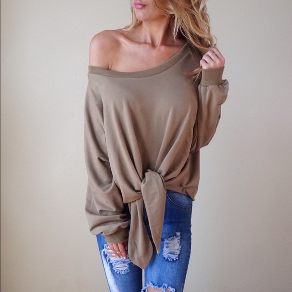 {Last One}-Nude Knot Front Sweater- - Picture 2 of 3