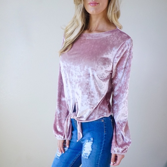 -Velvet Blush Knot Top- - Picture 3 of 4