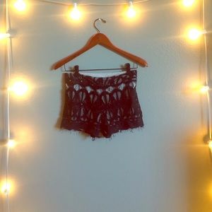 Black and Tan Lace Shorts