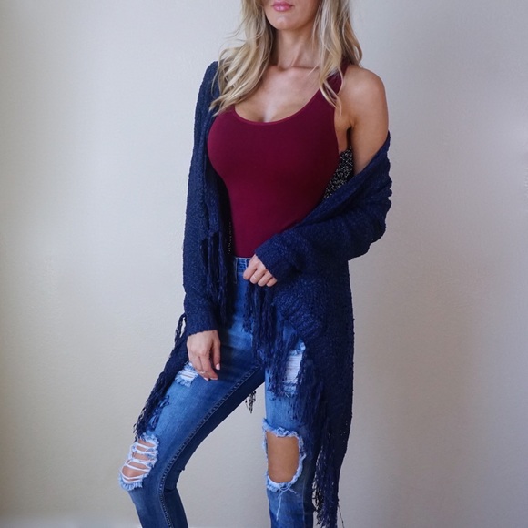 -Navy Knit Cardigan- - Picture 3 of 4