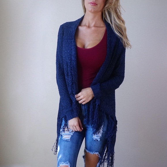 -Navy Knit Cardigan- - Picture 2 of 4