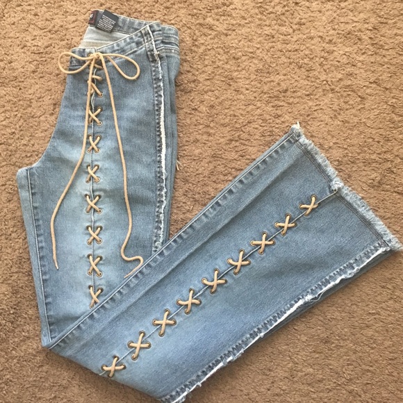 cutest hippie style laceup jeans you've ever seen