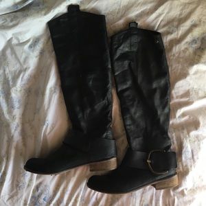 Black tall Steve Madden Boots w buckle detail