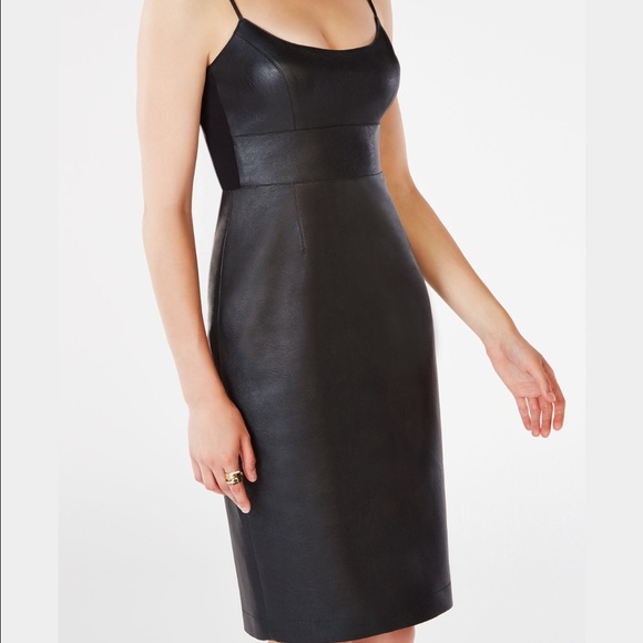 BCBGMAXARIZ ALESE Black Faux leather dress Size 0