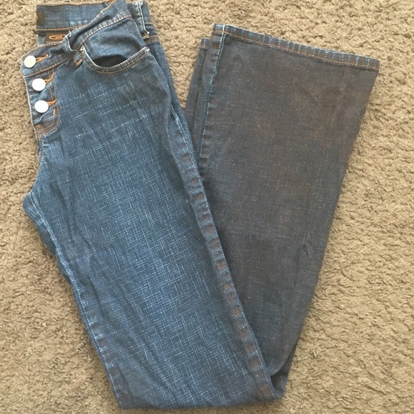 Dark washed brown ombré flared jeans