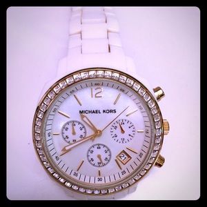Authentic Michael Kors Ceramic White Gold Watch