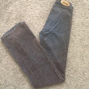Chocolate brown/blue boot cut jeans