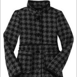 GAP coat peacoat houndstooth XXL 14-16 black gray