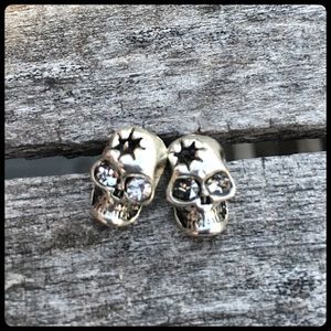 Silver Skull Bullet Hole Earrings! NEW!