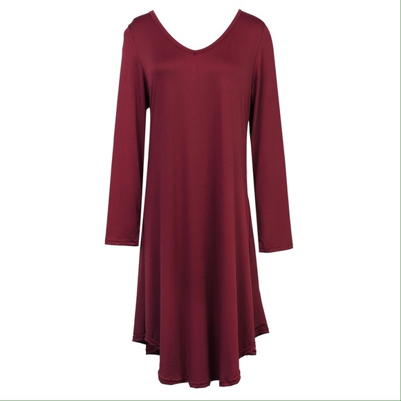 Red Wine Fall Flowy Dress 🍂🍁🍃 - Picture 2 of 4