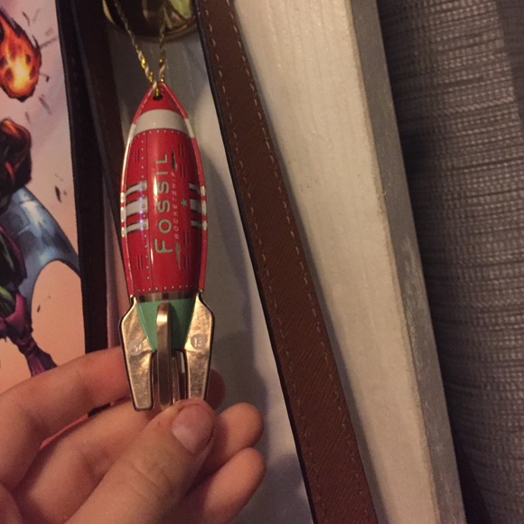 Fossil rocket ornament