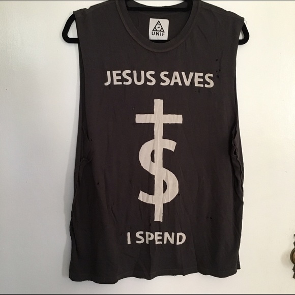 Urban Outfitters "Jesus Saves I Spend" Muscle Tee