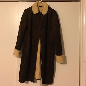 Brown mid length winter coat