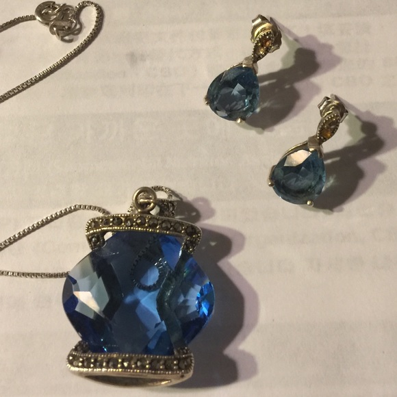 Beautiful blue 925 sterling silver set