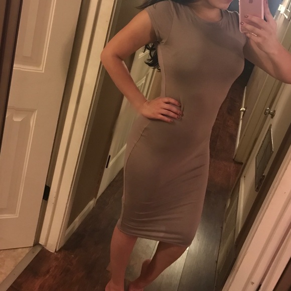 Nude bodycon midi