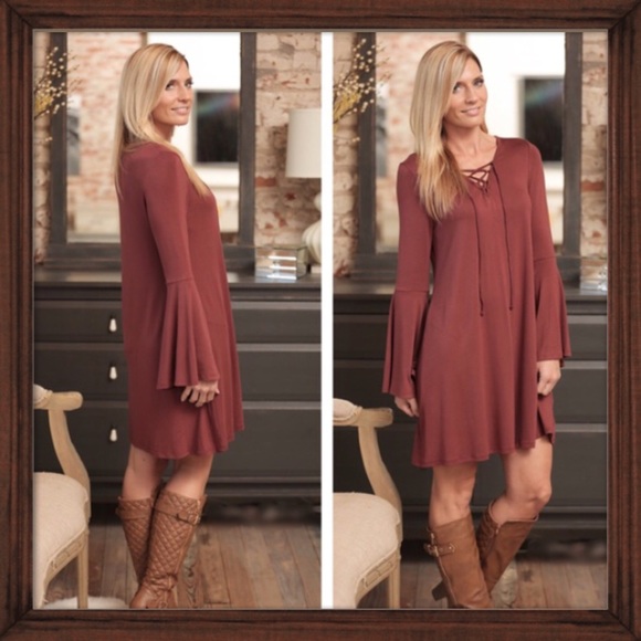 2X HP: Boho Bell Lace Up Dress - Picture 2 of 3