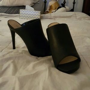 Black Just Fab heeled mules. Size 8