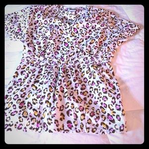 Pink leopard print scrub top