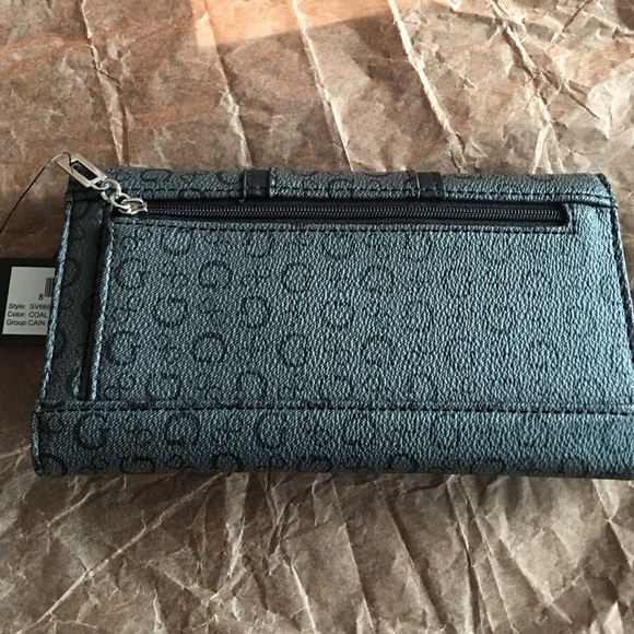 GUESS Slim Clutch Wallet Coal Trifold NEW - Picture 3 of 4