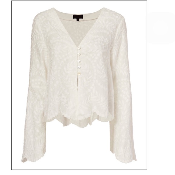 Caroline Embroidered Bell Sleeve Top-Final Sale