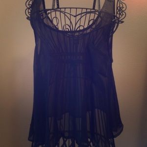 💟Sheer chiffon black dressy hi low tanktop