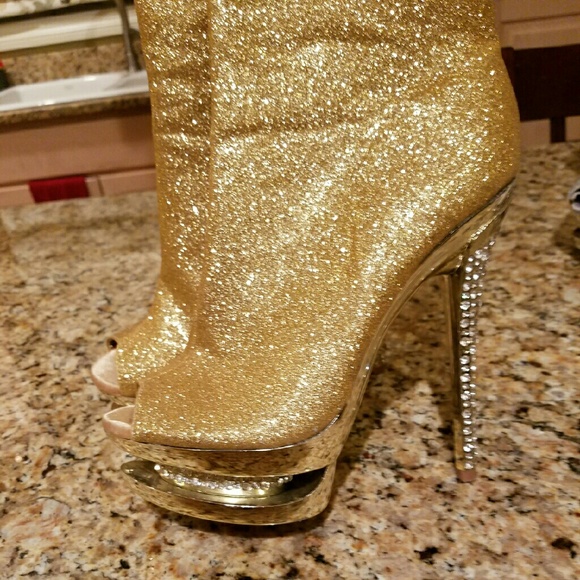 Open toe high heel boots